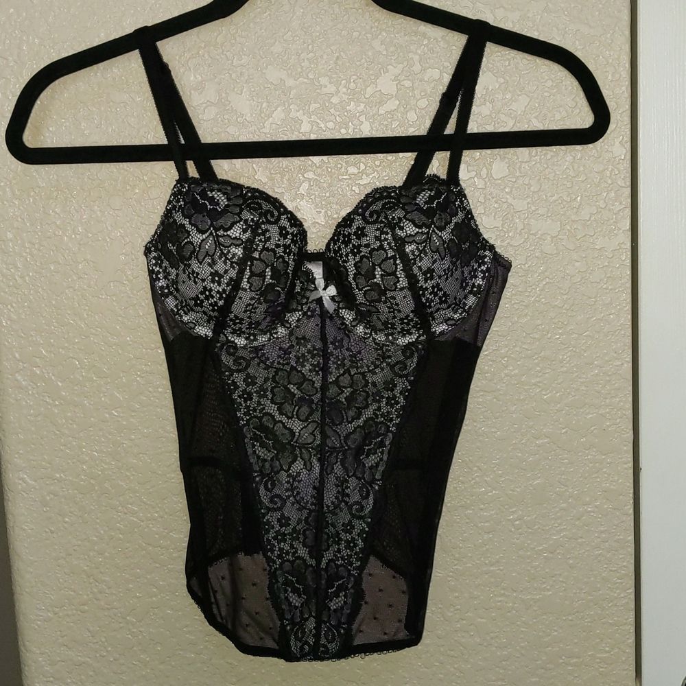 Victoria's Secret Black Lace Corset Bustier 34B